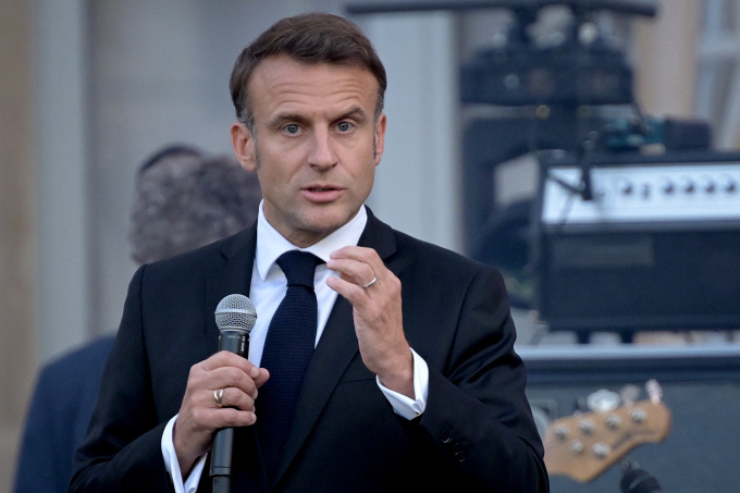 Tổng thống Pháp Emmanuel Macron phát biểu tại Paris ngày 21/6. Ảnh: AFP