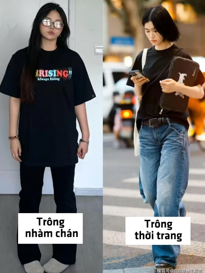 Cách phối áo phông đen.