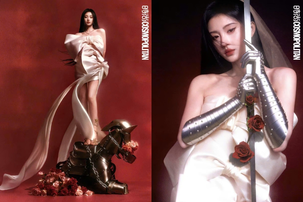 Cúc Tịnh Y trong bộ váy nơ do Đỗ Mạnh Cường thiết kế. Ảnh: Cosmopolitan