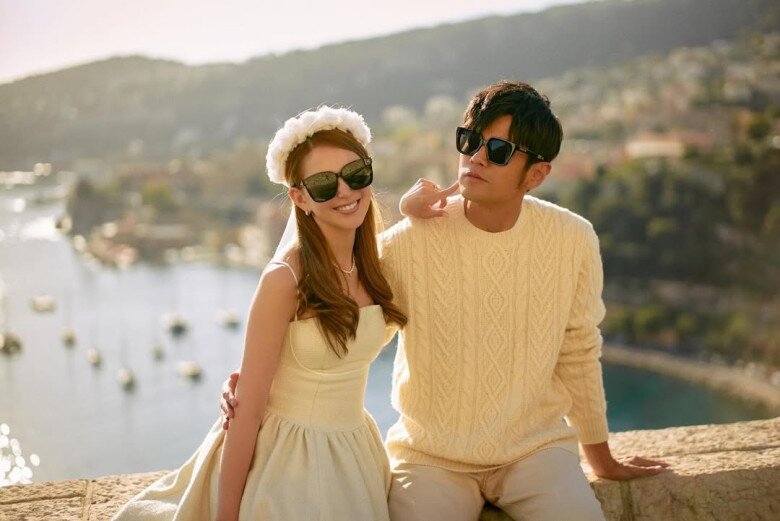 Vợ chồng Châu Kiệt Luân trong đám cưới năm 2015 và kỷ niệm 10 năm ngày cưới vừa qua.