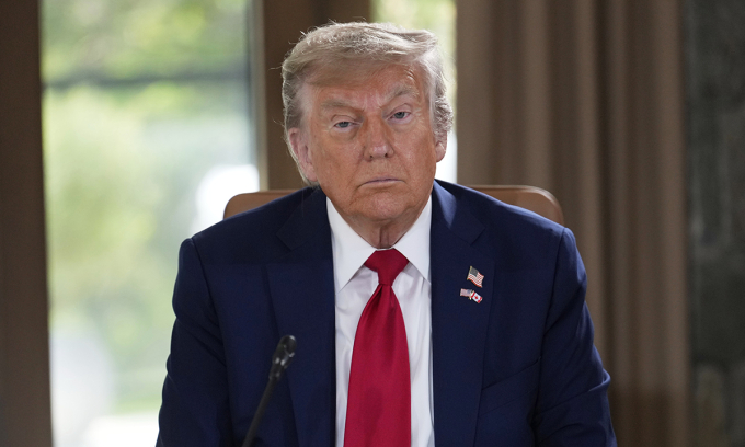 Tổng thống Mỹ Donald Trump tại Kananaskis, Canada ngày 16/6. Ảnh: AP