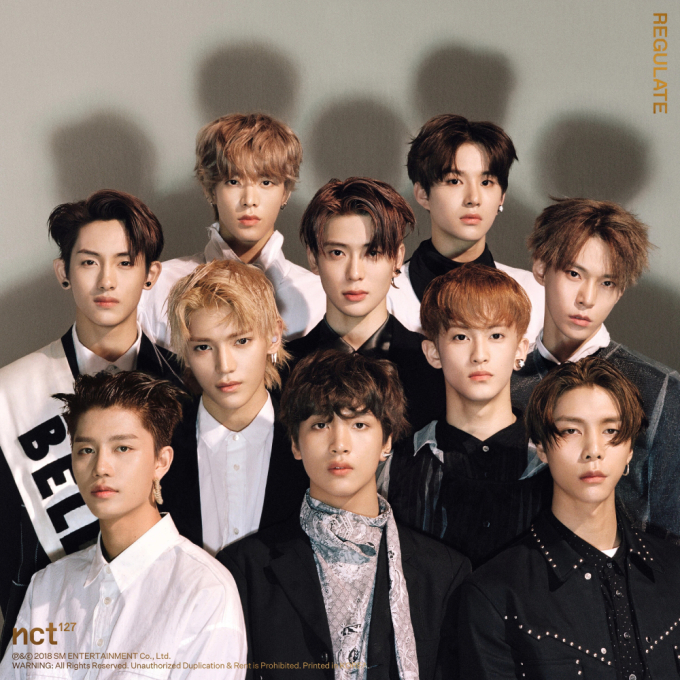Nhóm nhạc NCT 127 trong thời kỳ quảng bá album Regulate (2018). Ảnh: KB