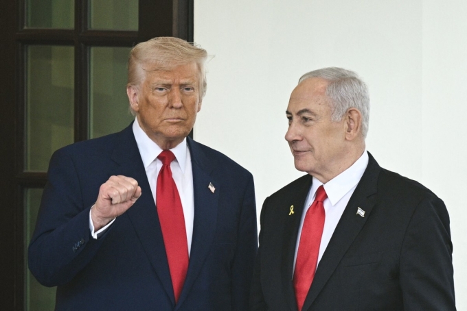Tổng thống Mỹ Donald Trump đón Thủ tướng Israel Benjamin Netanyahu tại Nhà Trắng ngày 7/4. Ảnh: AFP