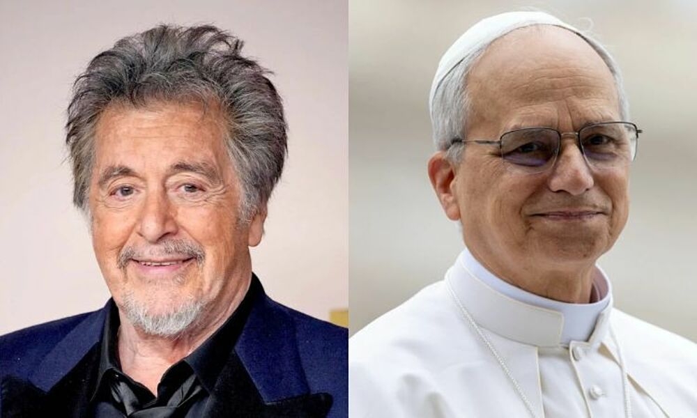 Tài tử Al Pacino (trái) và Giáo hoàng Leo XIV. Ảnh: Film Magic/ CNA
