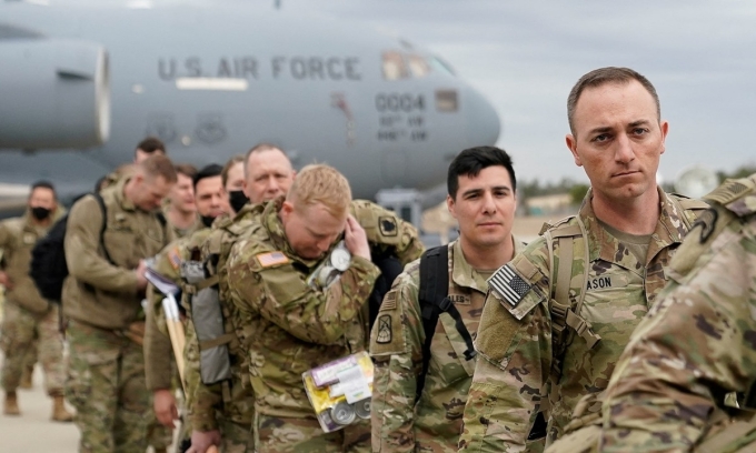 Các quân nhân thuộc Sư đoàn Dù 82 và Quân đoàn Dù 18 tại căn cứ Fort Bragg, Bắc Carolina, hồi năm 2022. Ảnh: Reuters