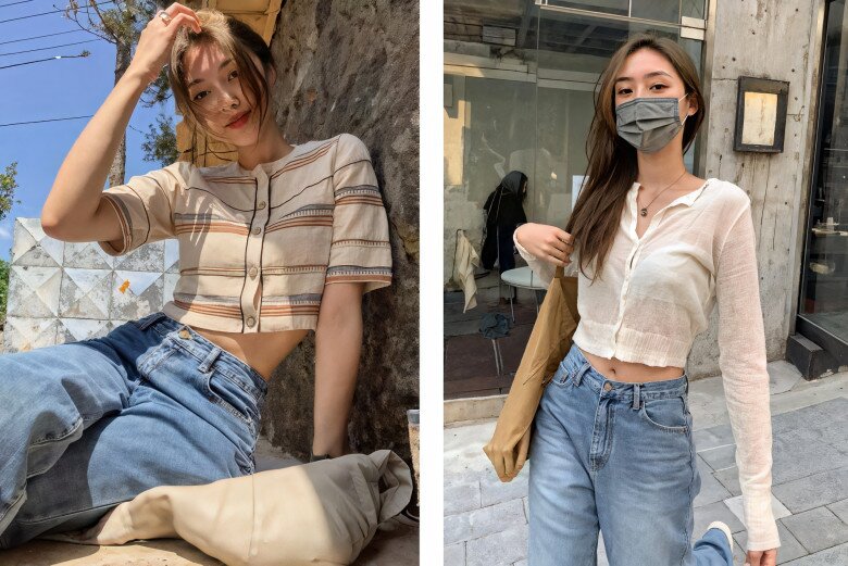 Các chị em cũng có thể lựa chọn cách tôn vòng eo của mình bằng cách kết hợp áo crop top với quần cạp cao.