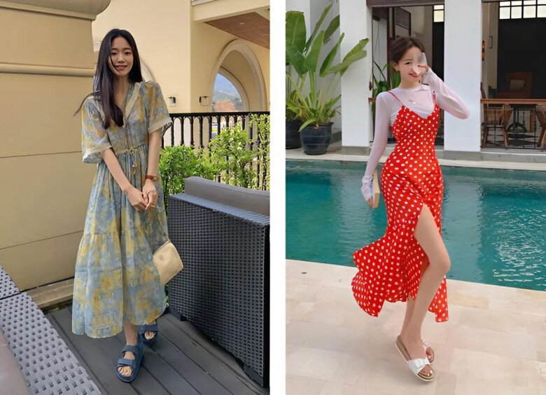 Váy chữ A hay xẻ tà giúp các nàng không bị gò bó lại dễ dàng che khuyết điểm thân dưới.