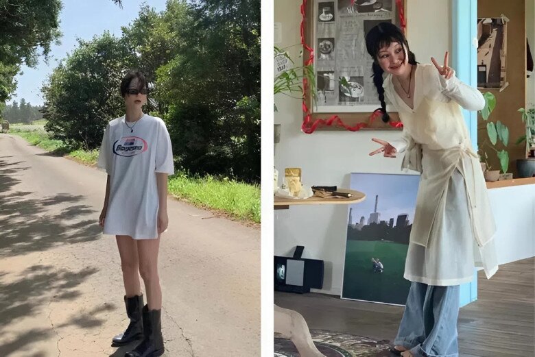 Trang phục rộng rãi thực tế chỉ hợp với người mảnh khảnh, nàng nặng cân mặc đồ càng rộng trông càng lớn.