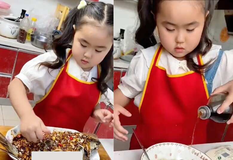 Bé gái 6 tuổi xinh xắn vào bếp mỗi ngày nấu cơm dưỡng thai cho mẹ, amp;#34;đầu bếp nhíamp;#34; khiến cả cõi mạng rưng rưng - 2