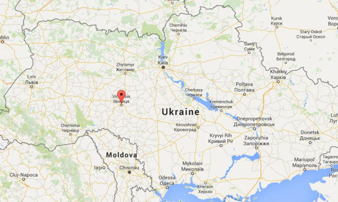 Vị trí thành phố Vinnytsia của Ukraine. Đồ họa: Google Maps.