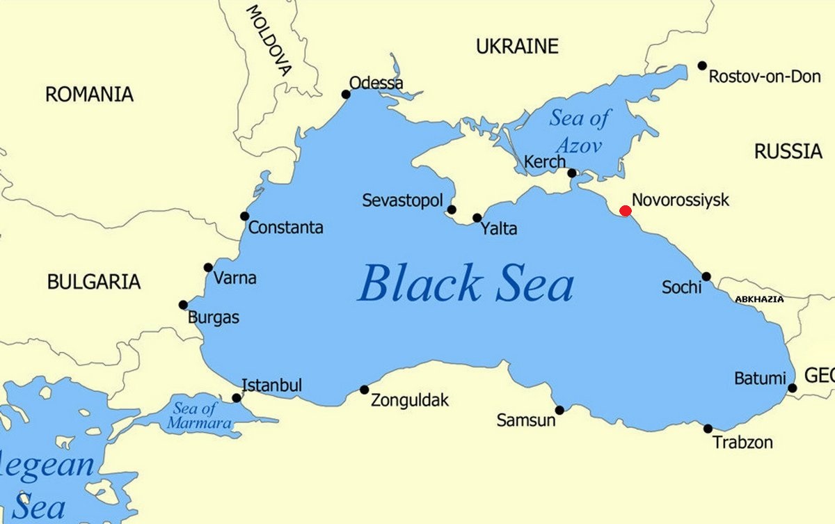 Vị trí cảng Novorossiysk (chấm đỏ). Đồ họa: World Atlas.