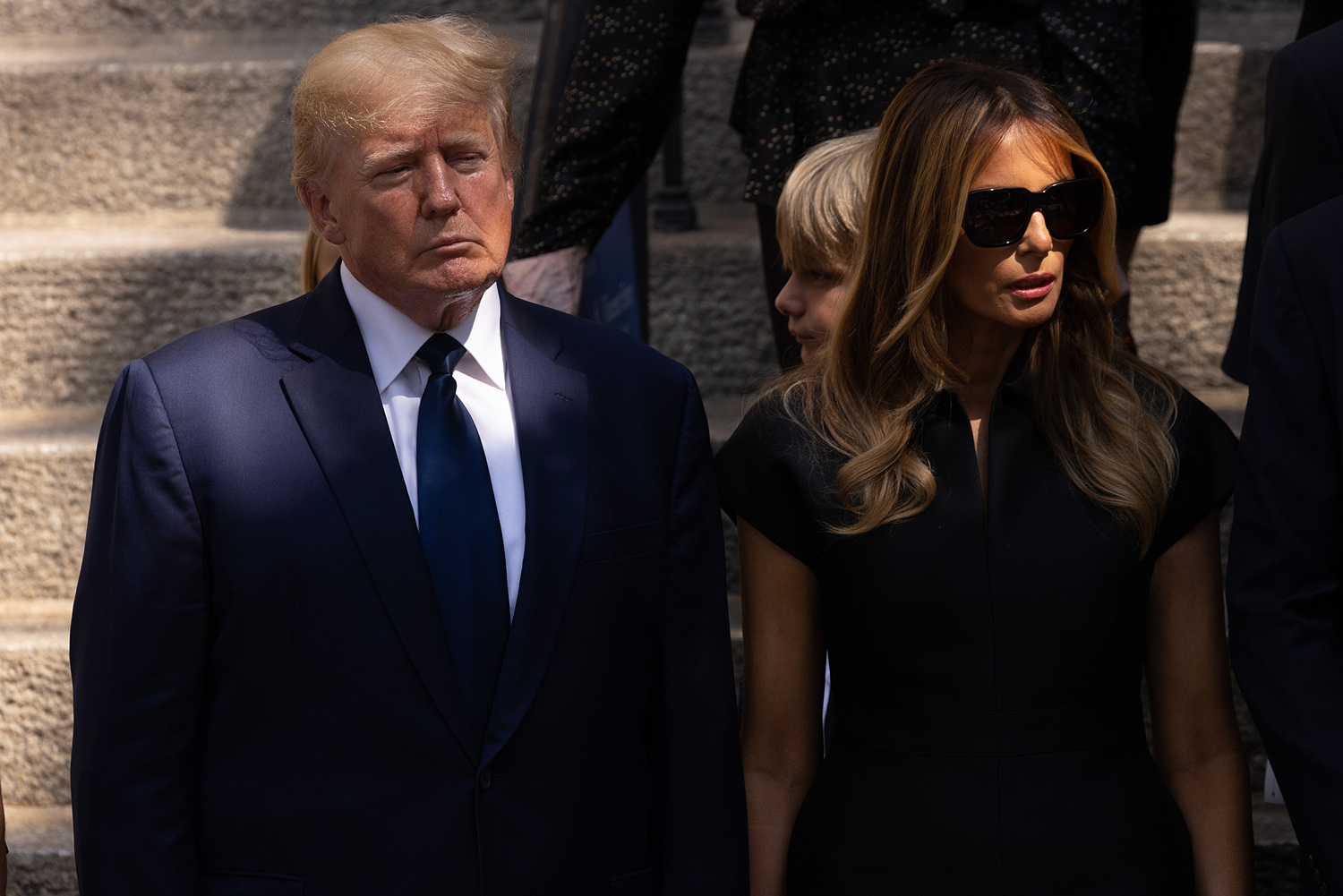 Ông Trump và bà Melania dự tang lễ bà Ivana tại New York ngày 20/7. Ảnh: AFP.