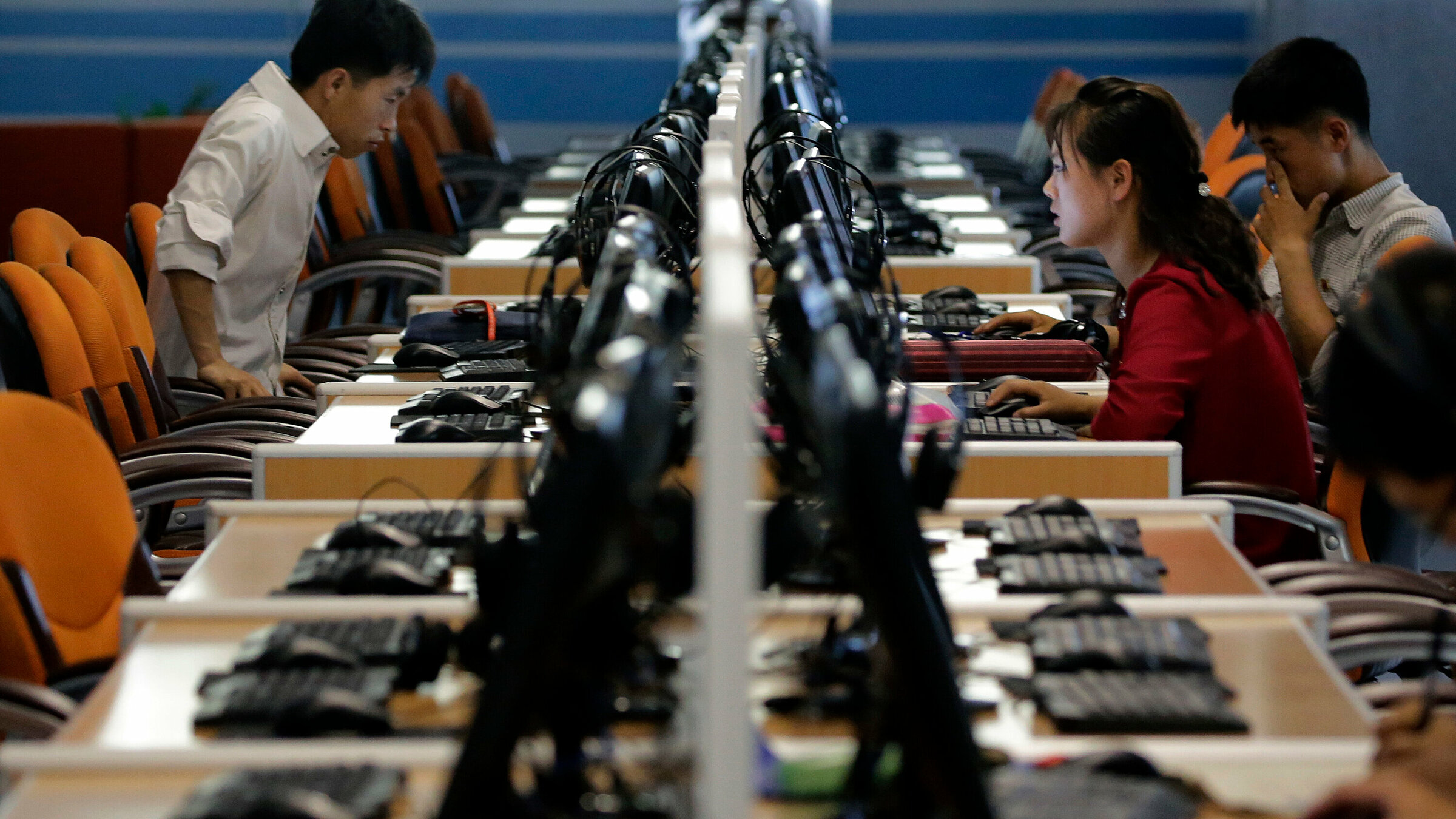 Phòng máy tính ở Khu phức hợp Khoa học Công nghệ Bình Nhưỡng, Triều Tiên, năm 2017. Ảnh: AP.