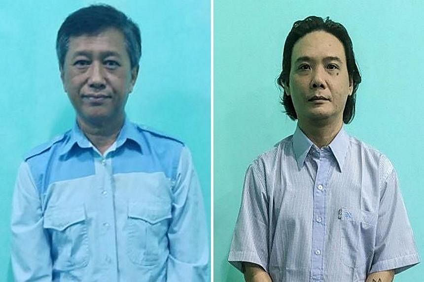 Phyo Zeya Thaw (phải) và Kyaw Min Yu trong ảnh được quân đội Myanmar công bố ngày 21/1. Ảnh: AFP.