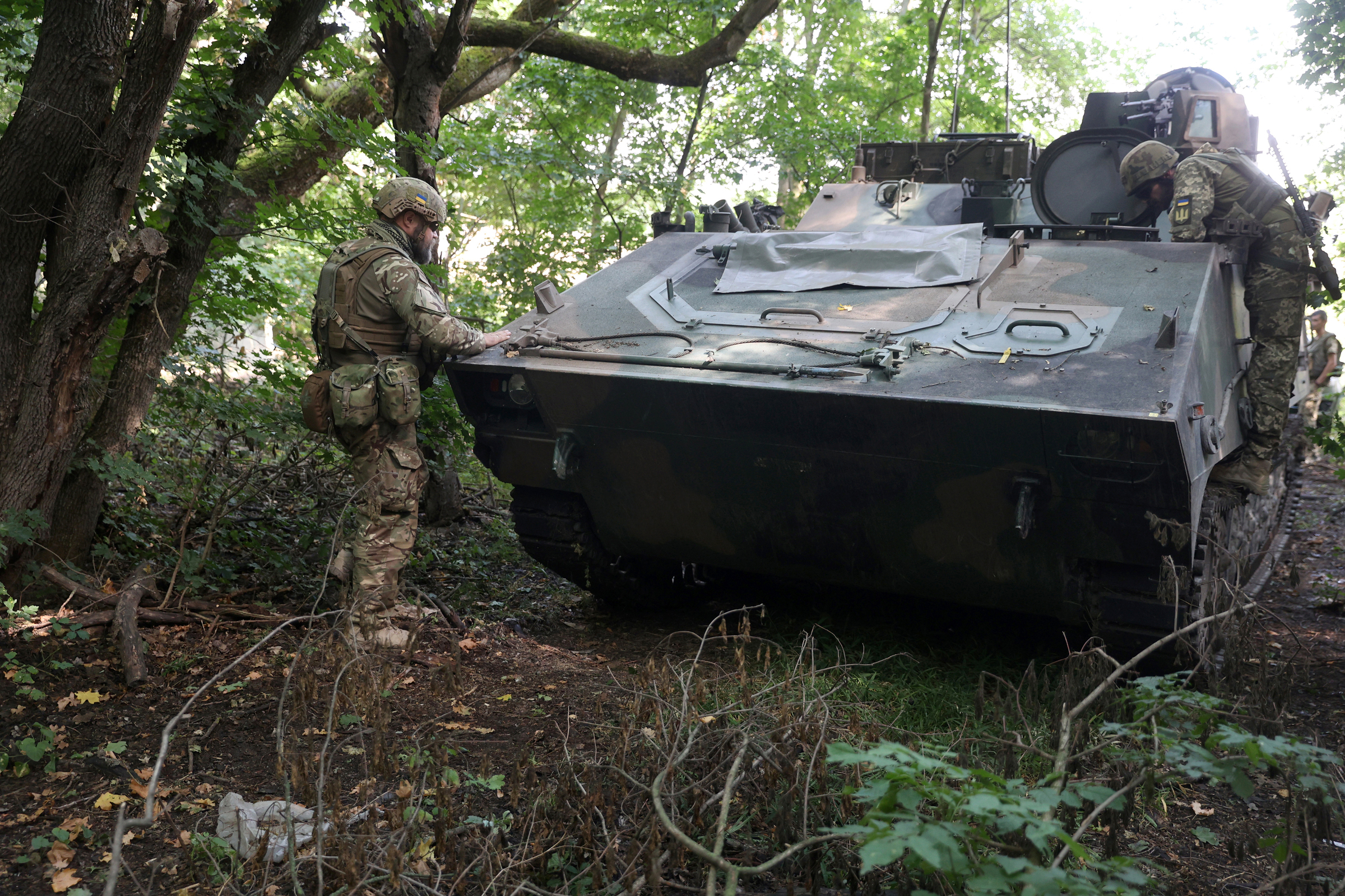 Binh sĩ Ukraine triển khai ở tỉnh miền đông Donetsk hôm 26/7. Ảnh: AFP.