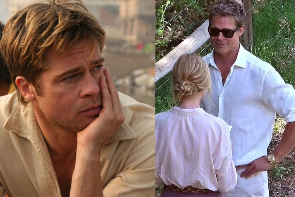 Brad Pitt trong phim Dị nhân Benjamin hồi 2008 (trái) và vào tháng 7/2023. Ảnh: Paramount Pictures/ Backgrid