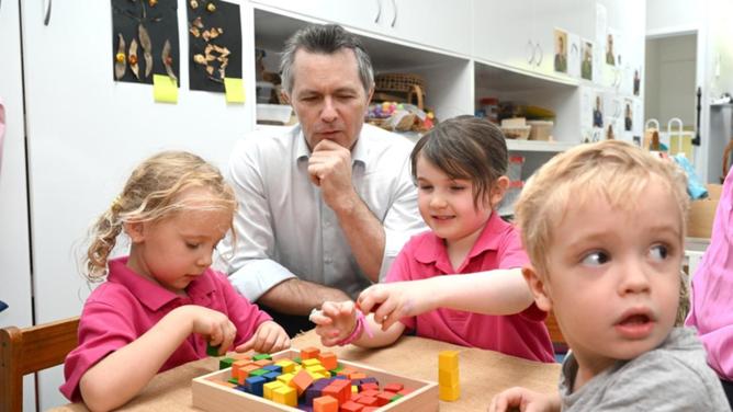 Education Minister Jason Clare has flagged the shift to a Medicare-style universal childcare system. (Darren England/AAP PHOTOS)