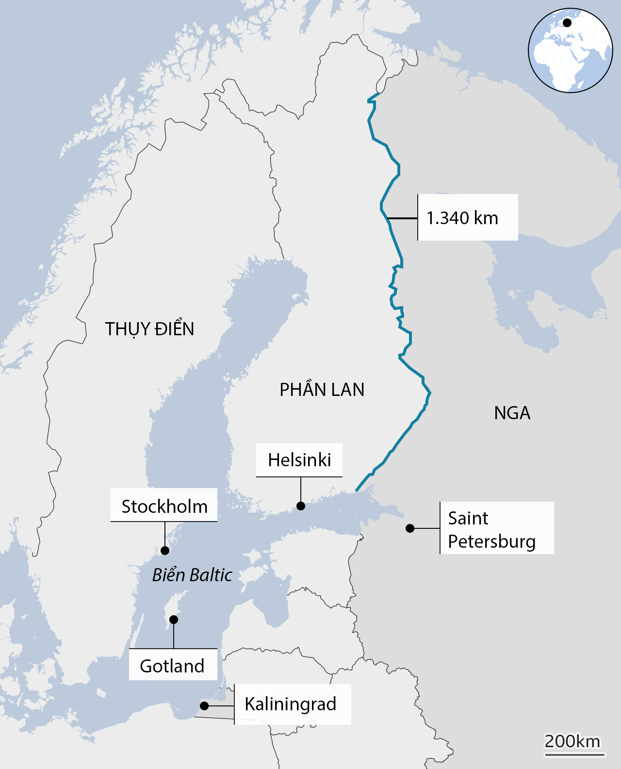 Biên giới Nga - Phần Lan. Đồ họa: BBC