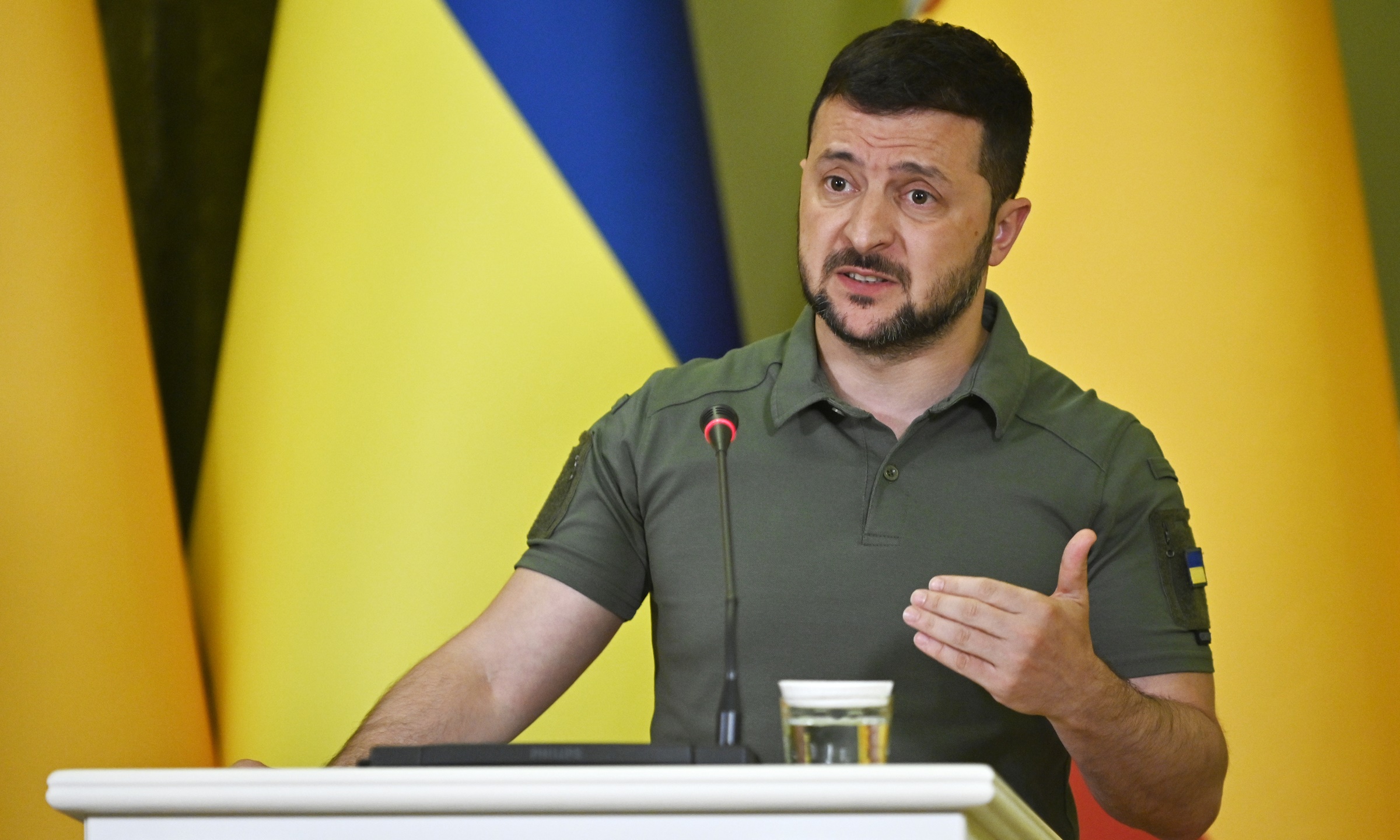 Tổng thống Ukraine Volodymyr Zelensky tại một cuộc họp báo ở Kiev hôm 1/7. Ảnh: AFP