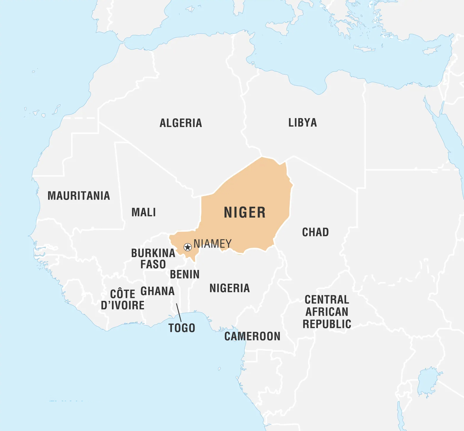 Vị trí Niger. Đồ họa: Britannica