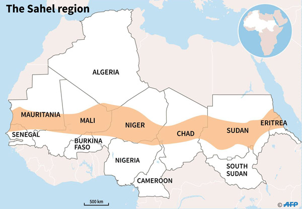 Vị trí Niger và vùng Sahel. Đồ họa: AFP