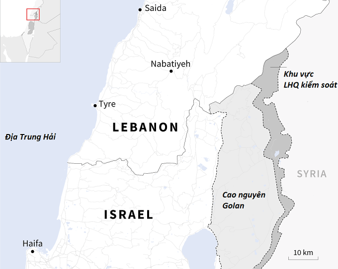 Vị trí Lebanon và Israel. Đồ họa: AFP