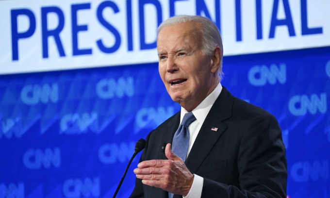 Tổng thống Mỹ Joe Biden tại trường quay của CNN ở Atlanta, Georgia, ngày 27/6. Ảnh: AFP