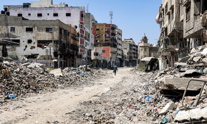 Khung cảnh đổ nát ở Gaza City hôm 8/7. Ảnh: AFP