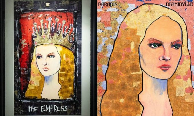 Tranh The Empress và bìa đĩa nhạc Divinidylle của Vanessa Paradis. Ảnh: PA Media Assigments