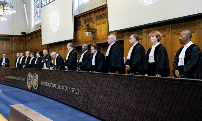 Hội đồng thẩm phán ICJ ra phán quyết tại The Hague, Hà Lan ngày 19/7. Ảnh: AFP