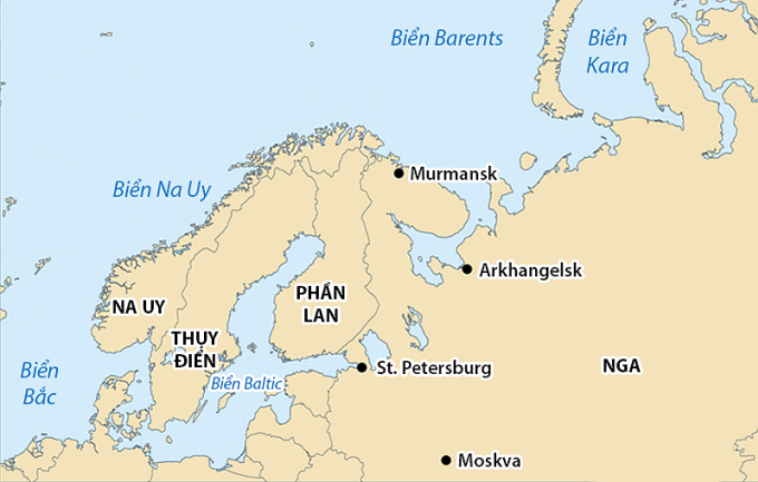 Biển Barents và khu vực lân cận. Đồ họa: Wikimedia