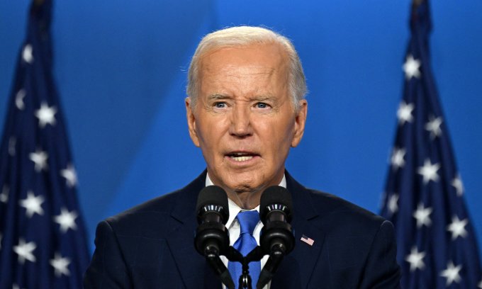 Tổng thống Biden họp báo sau hội nghị thượng đỉnh NATO ở thủ đô Washington hôm 11/7. Ảnh: AFP