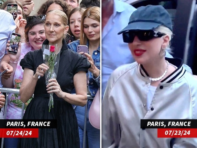 Celine Dion và Lady Gaga tại Paris. Ảnh: Backgrid