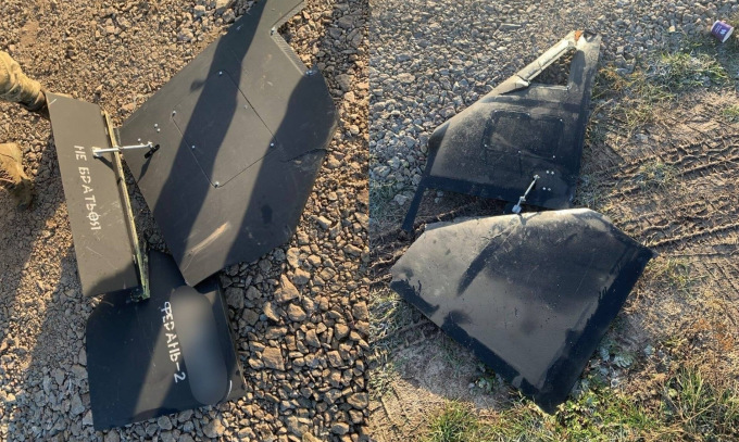 Mảnh vỡ UAV Geran-2 được tìm thấy ở Ukraine hồi tháng 11/2023. Ảnh: Defence Blog