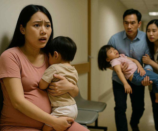 Chồng tôi, người vừa “bận không thể đến bệnh viện” lại đang ở bệnh viện, bế đứa trẻ khác đi cấp cứu.