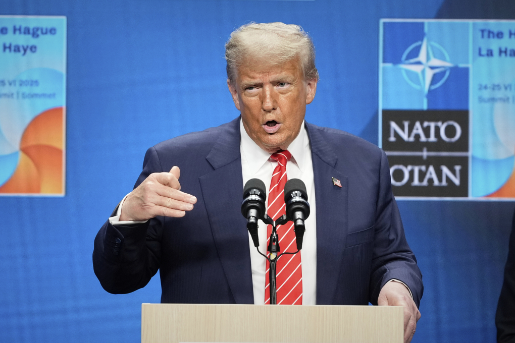 Tổng thống Mỹ Donald Trump ở The Hague, Hà Lan, ngày 25/6. Ảnh: AP