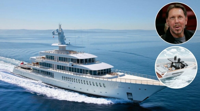 Chiếc du thuyền 160 triệu USD của tỷ phú Larry. Không muốn làm ô nhiễm môi trường, ông thuê một người chỉ chuyên lái cano theo sau để vớt bóng mỗi lần ông chơi bóng rổ trên du thuyền. Ảnh: Luxurylaunches