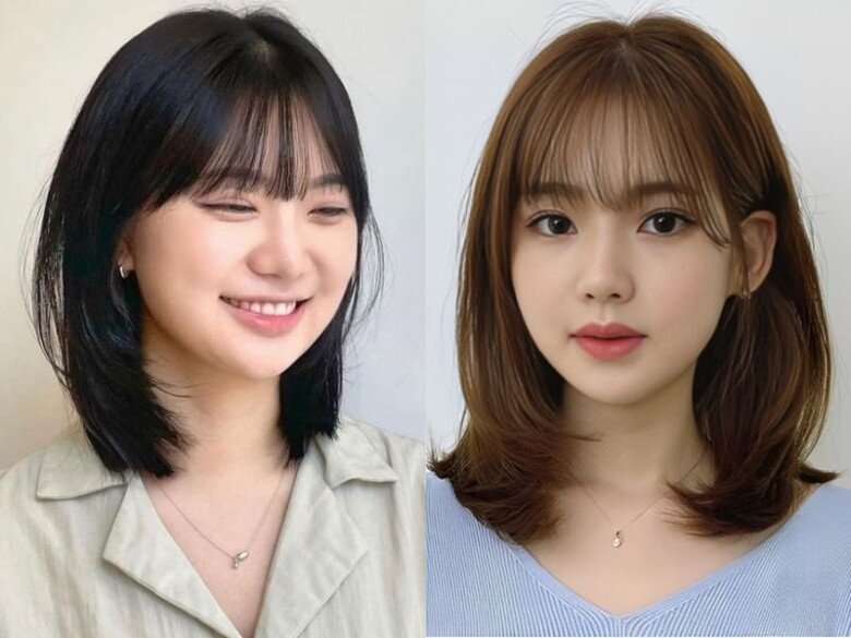 Tóc bob mái bằng thưa xinh cho chị em.