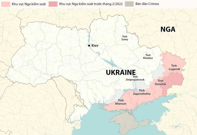 Vị trí tỉnh Kharkov và  Zaporizhzhia. Đồ họa: RYV