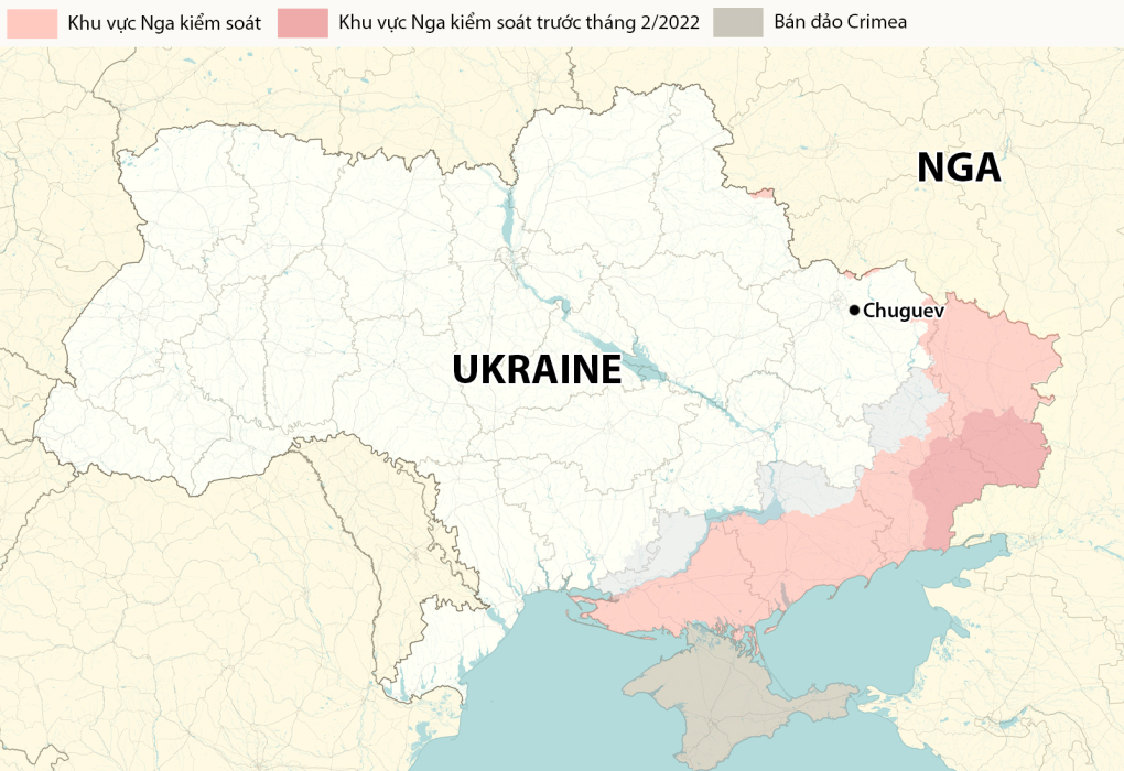 Vị trí Chuguev, tỉnh Kharkov. Đồ họa: RYV