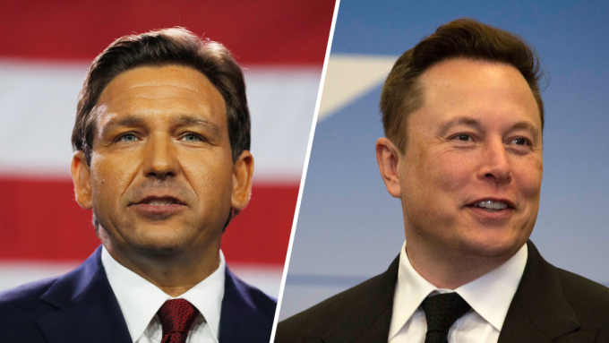 Thống đốc Florida Ron DeSantis và tỷ phú Elon Musk. Ảnh: CNN