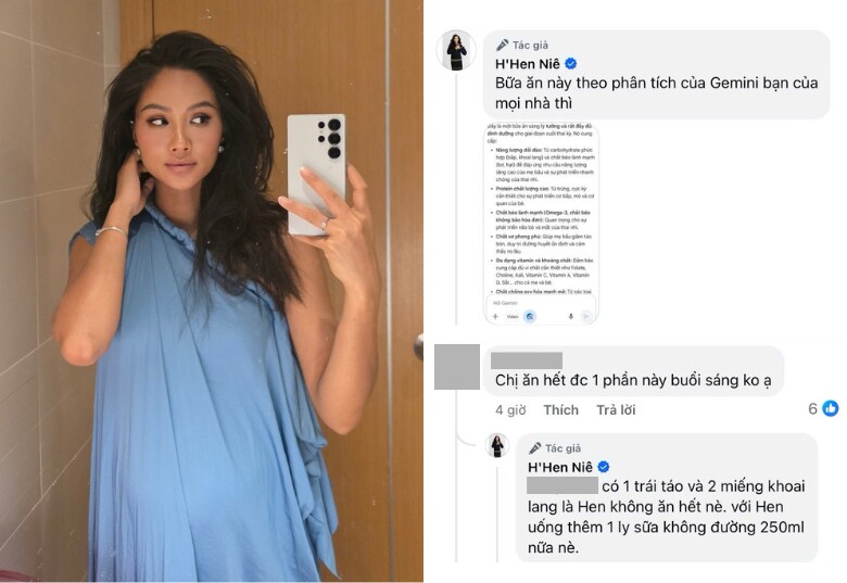 Nàng hậu dùng AI để tra cứu dinh dưỡng của bữa ăn.