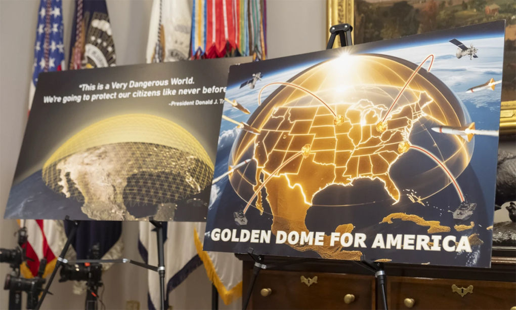 Minh họa về hệ thống Vòm Vàng của Mỹ tại Nhà Trắng ngày 12/5. Ảnh: AP