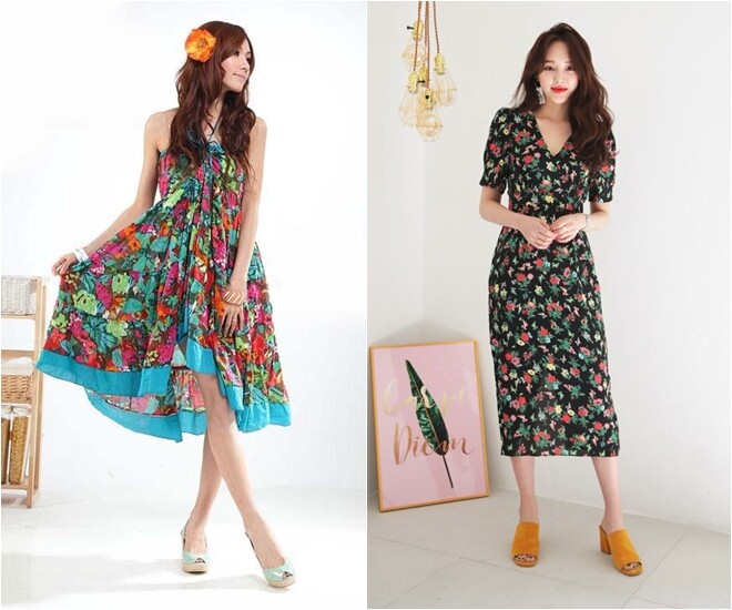 Số lượng màu sắc trên váy càng nhiều sẽ càng khiến chị em trông sến sẩm và màu mè. 
