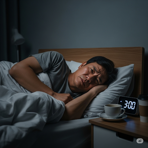 Uống cà phê vào buổi tối gần giờ đi ngủ có thể gây mất ngủ.