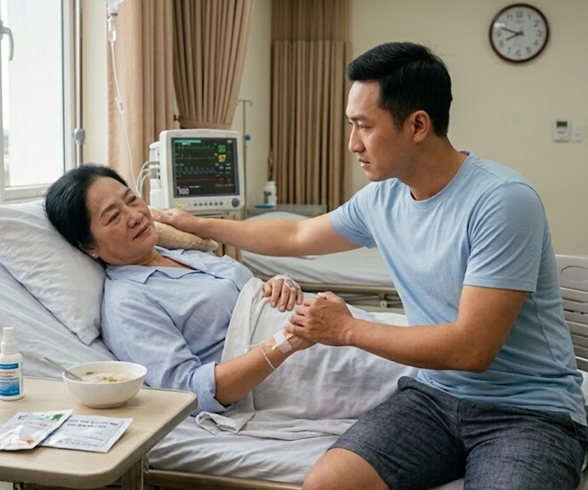 Những ngày mẹ chồng nằm viện đều do chồng tôi chăm sóc. (Ảnh minh họa)