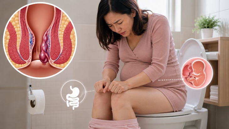 Trĩ thai kỳ thường liên quan táo bón, áp lực tử cung lớn dần và thói quen rặn khi đi ngoài.