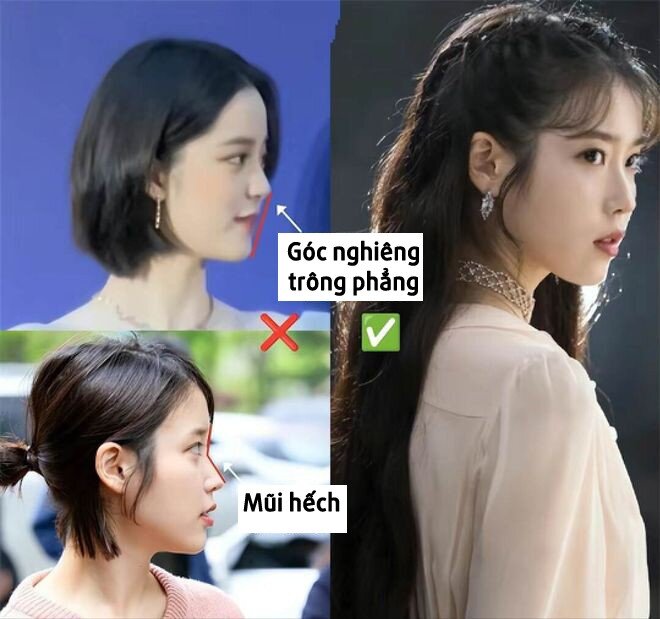 Người có gương mặt khá phẳng khi nhìn nghiêng nên ưu tiên tóc dài uốn nhẹ để tạo chiều sâu cho đường nét.