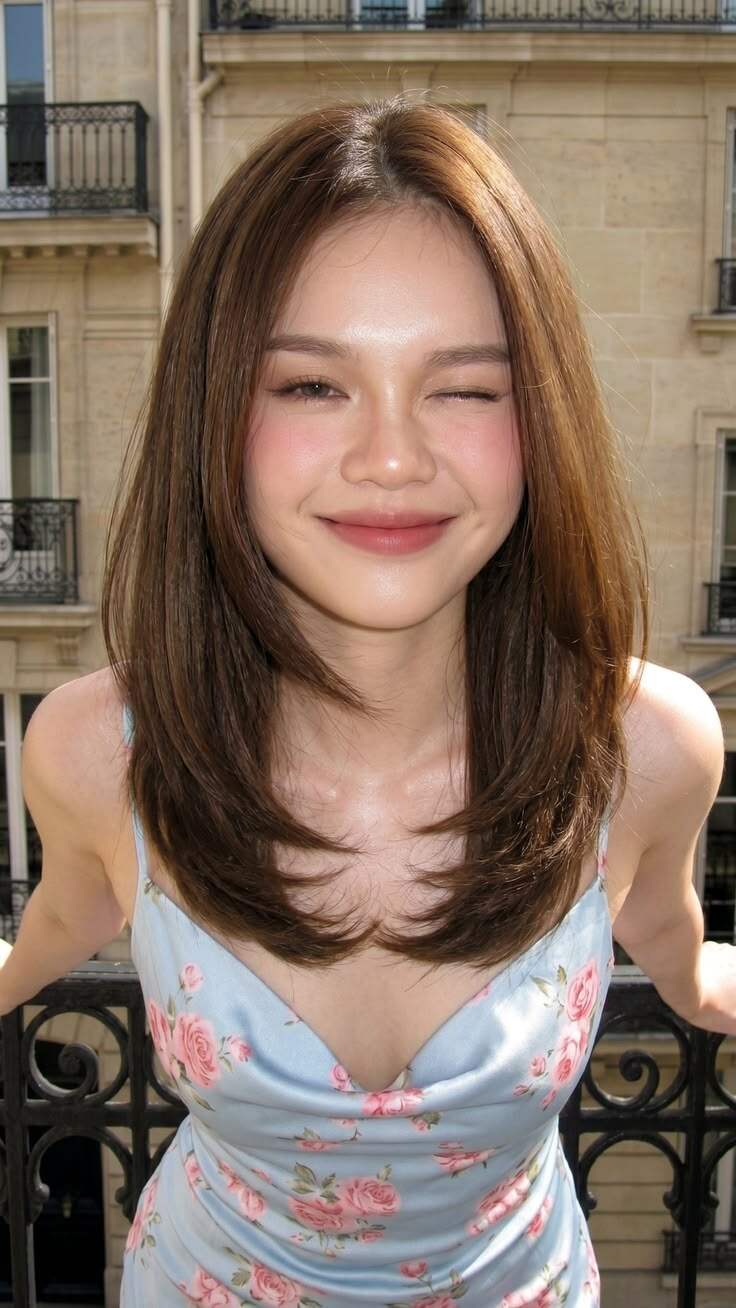 Chỉ cần chọn đúng kiểu tóc, gương mặt tròn có thể trông thon gọn hơn đáng kể.