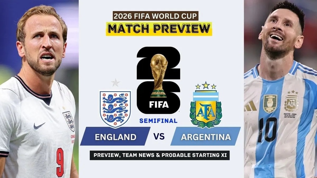 Hình ảnh giới thiệu trận so tài giữa Anh và Argentina trên trang web của FIFA. Ảnh: FIFA